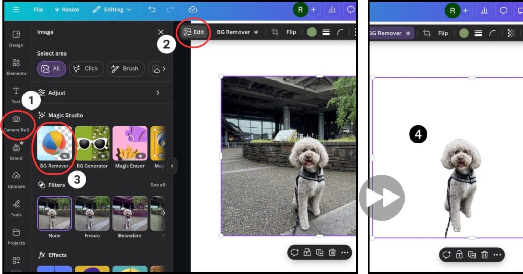 Canva　BG Remover 背景リムーバー